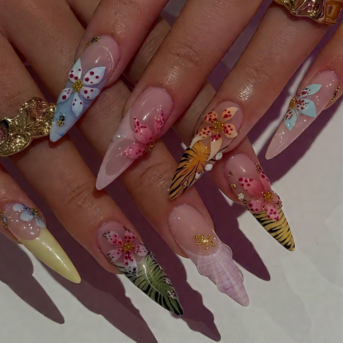 3D Printing Nails - 30-piece wearable nails: beach shell, 3D