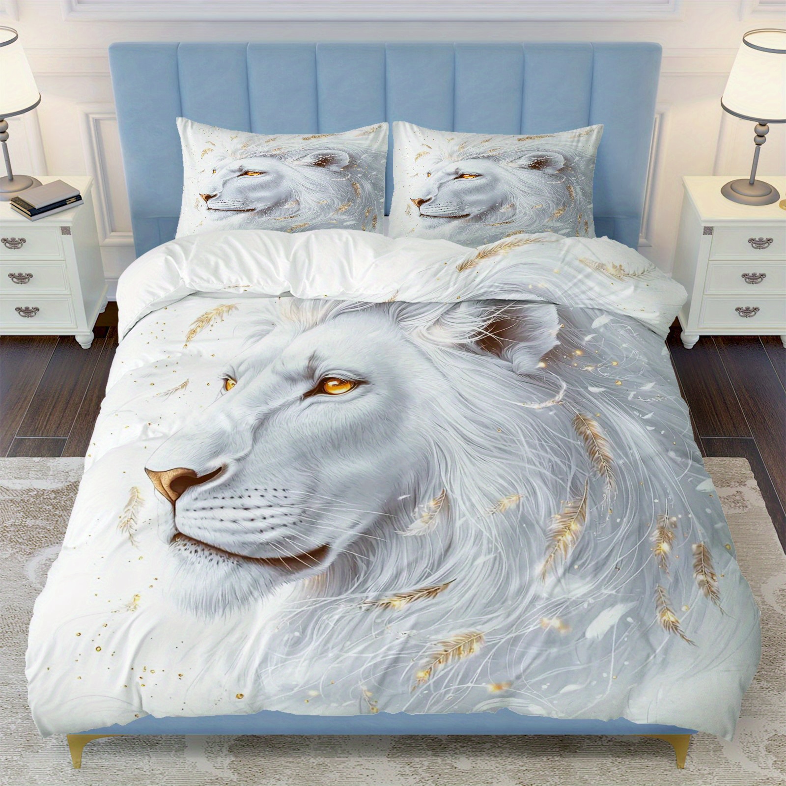 3D Printing Nerd - 3pcs White Lion Bedding Set 3D