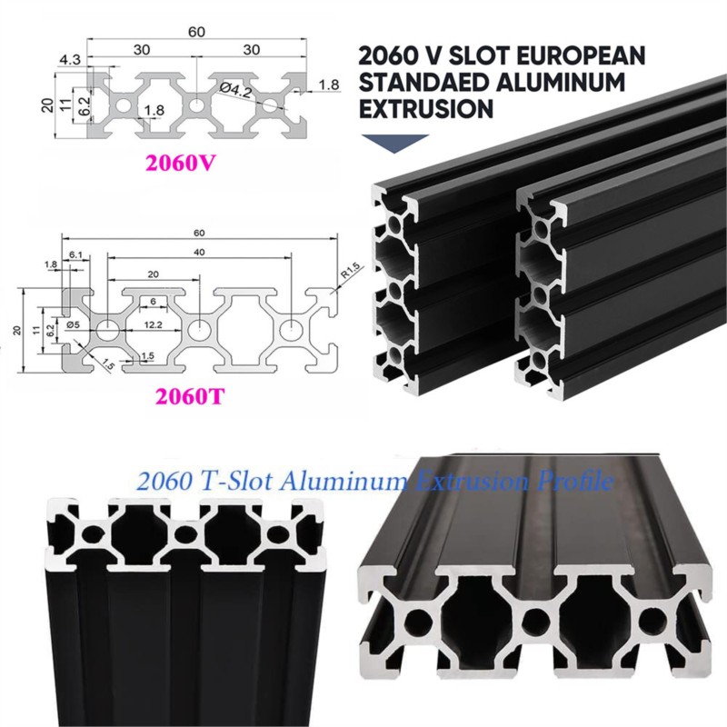 1Pcs Black Aluminum Profile 20 - V Slot Aluminum Extrusion บทวิจารณ์และราคา