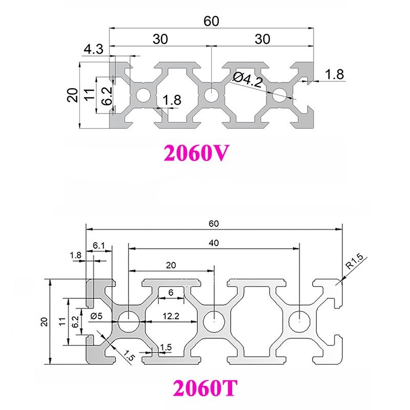 1Pcs Black Aluminum Profile 20 - V Slot Aluminum Extrusion บทวิจารณ์และราคา