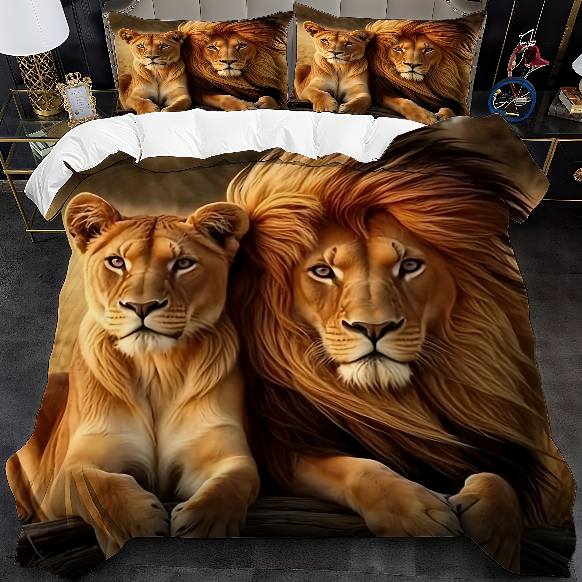 3pcs Lion Couple Bedding Set 3 - 3D Printing Nerd บทวิจารณ์และราคา