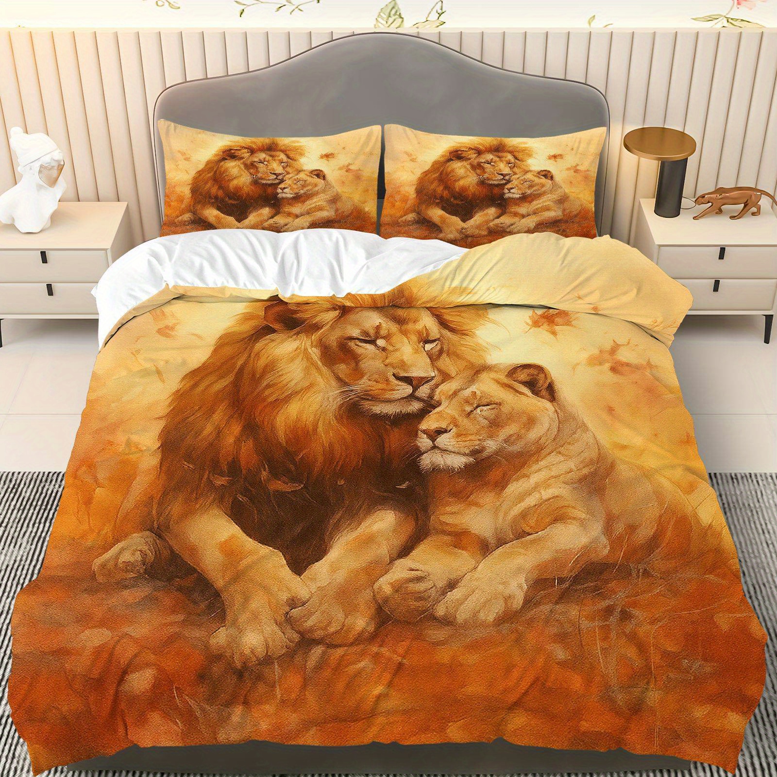3pcs Lion Couple Bedding Set 3 - 3D Printing Nerd บทวิจารณ์และราคา