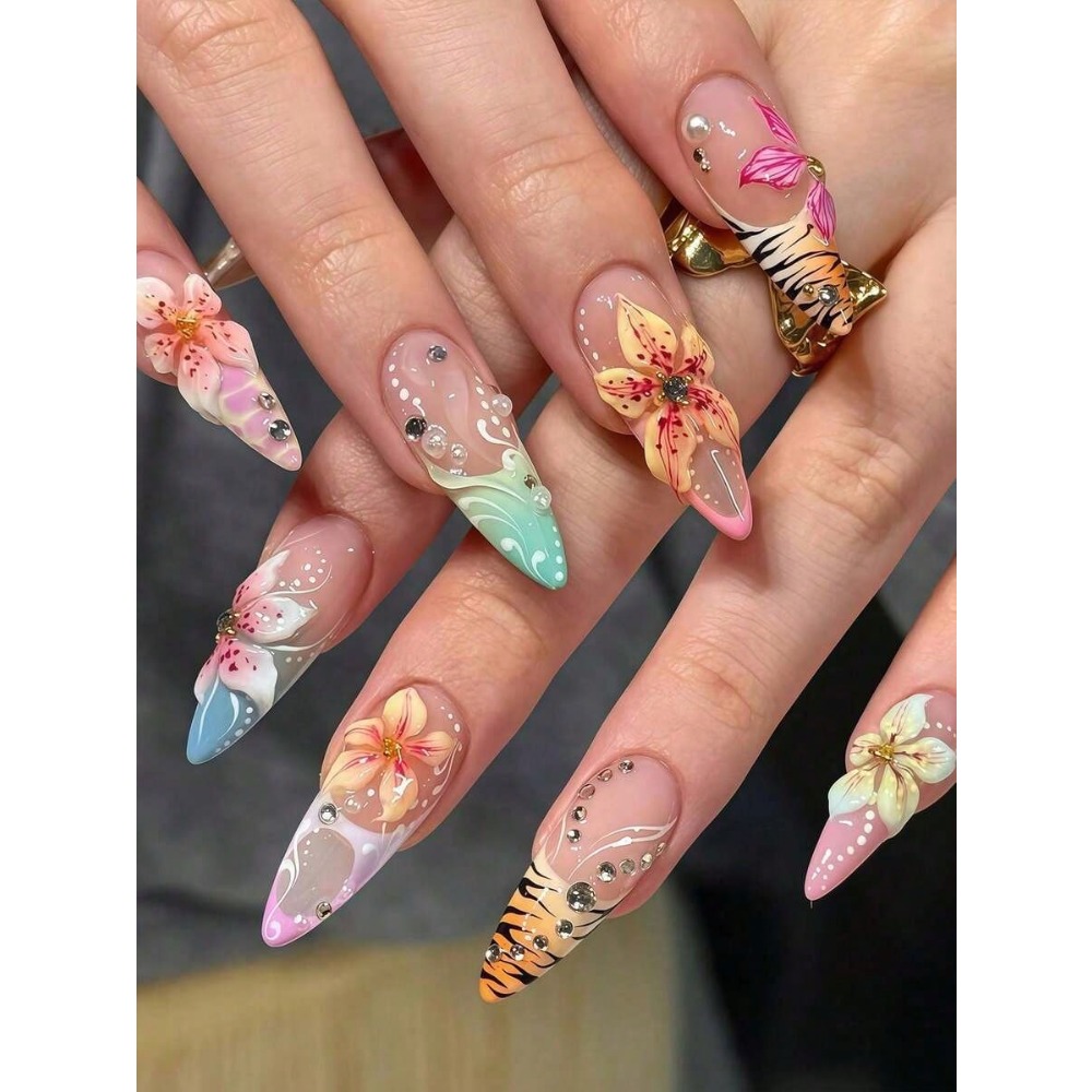 24pcs Western Style Almond Sha - 3D Printing Nails บทวิจารณ์และราคา