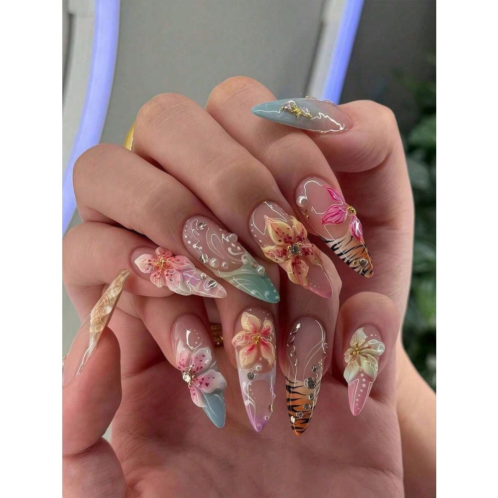 24pcs Western Style Almond Sha - 3D Printing Nails บทวิจารณ์และราคา