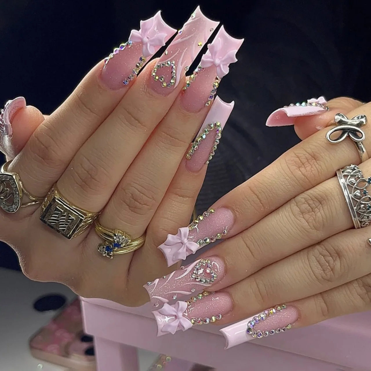 24pcs Pink Leopard Print Press - 3D Printing Nails บทวิจารณ์และราคา