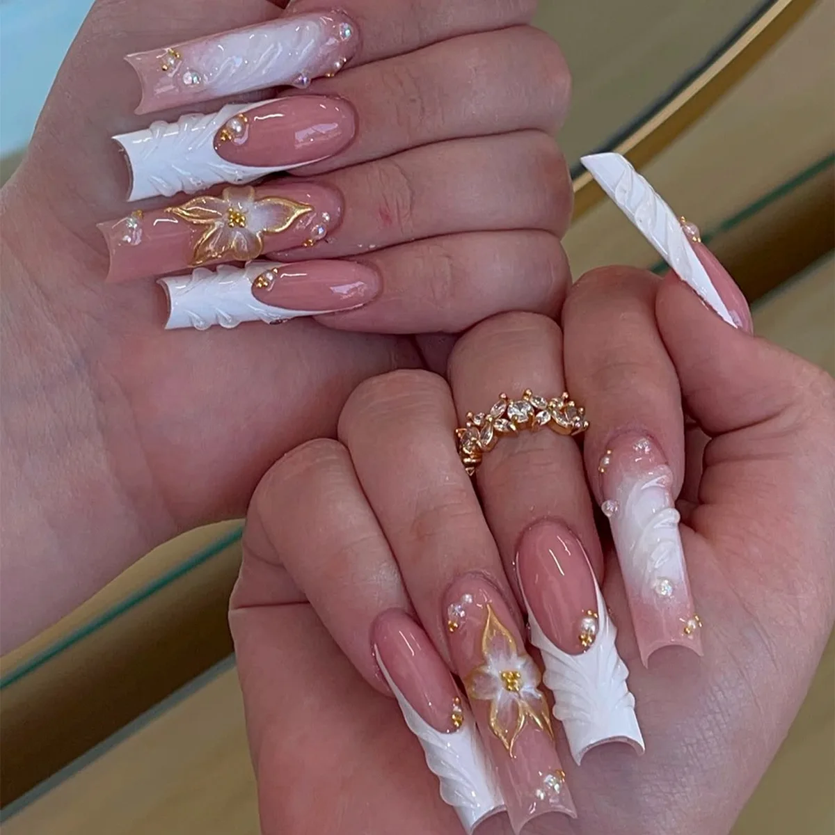 24pcs Pink Leopard Print Press - 3D Printing Nails บทวิจารณ์และราคา