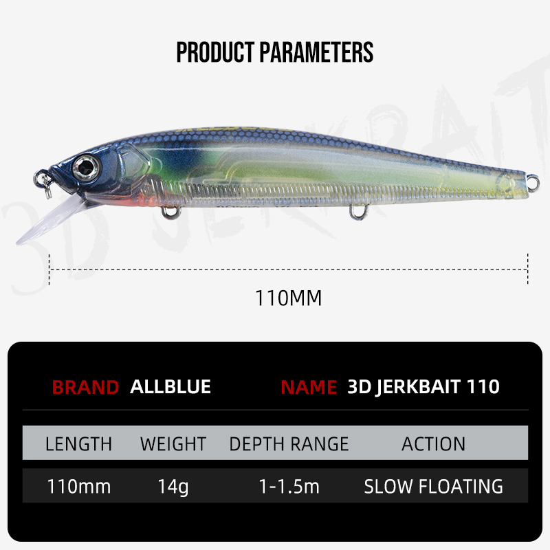 ALLBLUE 3D Jerkbait Wobbler Fi - 3D Printing Lure บทวิจารณ์และราคา