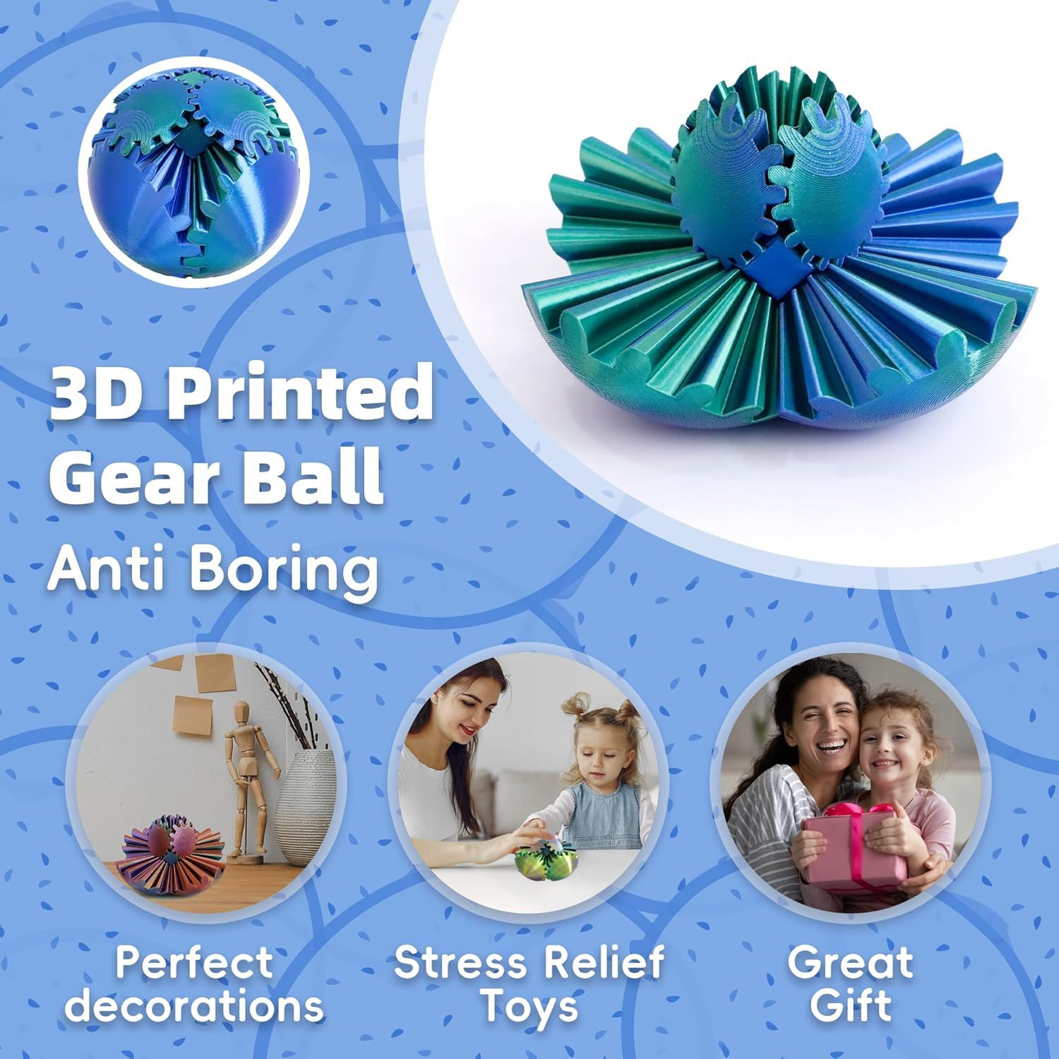 1PC Gear Ball 3D Printed Fidge - 3D Printing Gears บทวิจารณ์และราคา