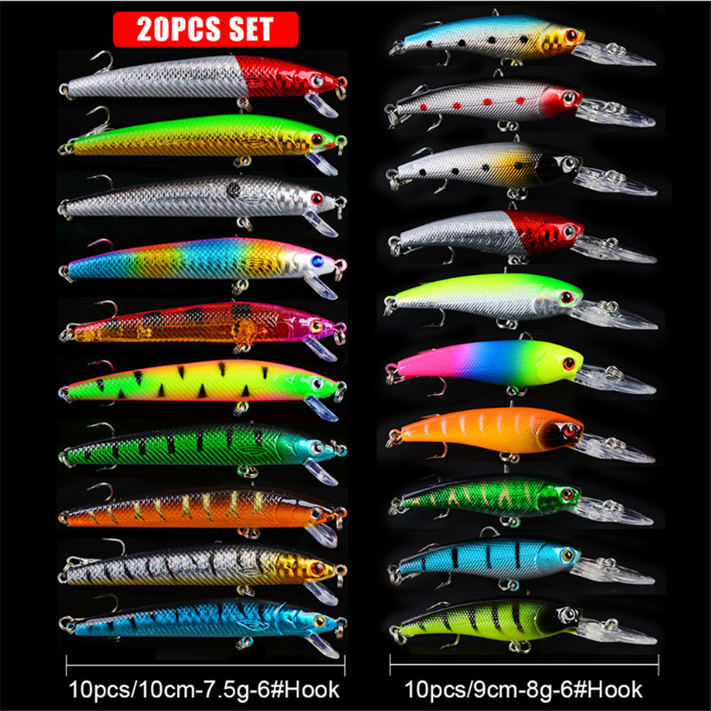 20pcs/lot Minnow Fishing Lures - 3D Printing Lure บทวิจารณ์และราคา