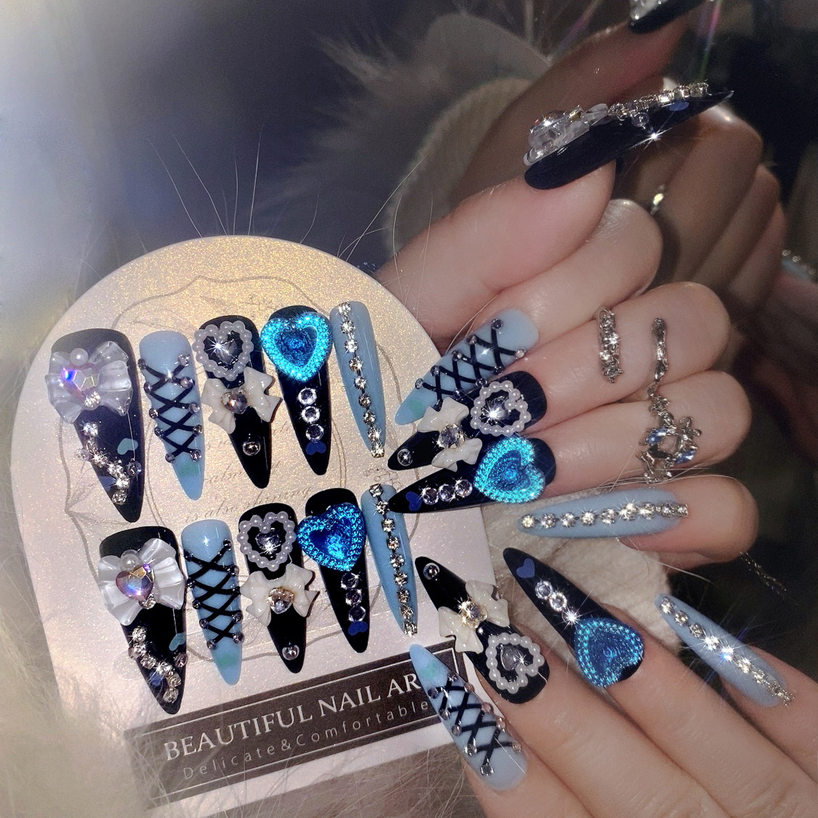 24pcs 3D Bow Decor False Nails - 3D Printing Nails บทวิจารณ์และราคา