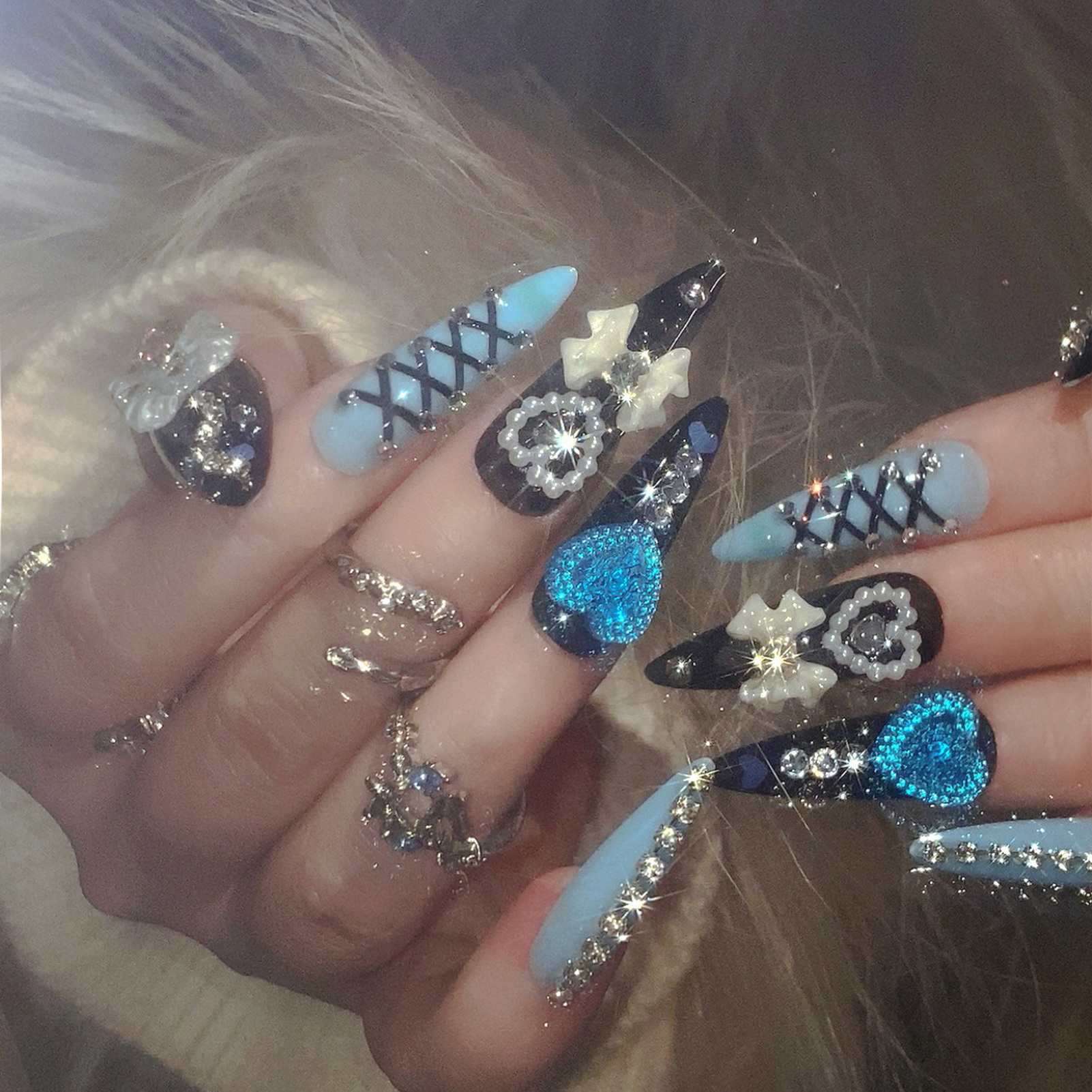 24pcs 3D Bow Decor False Nails - 3D Printing Nails บทวิจารณ์และราคา