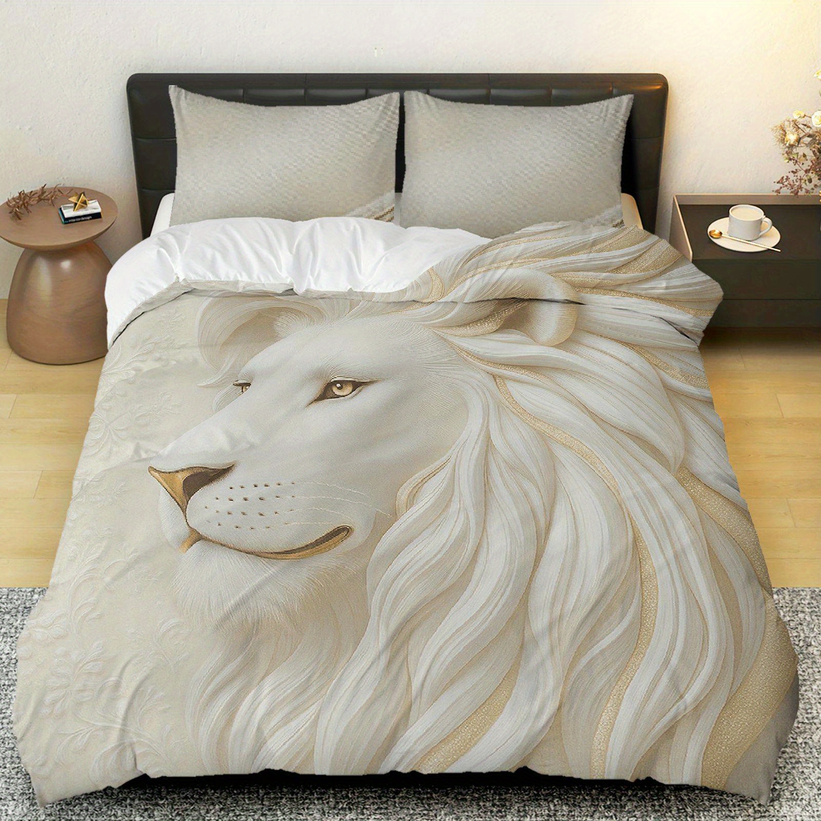 3pcs White Lion Bedding Set 3D - 3D Printing Nerd บทวิจารณ์และราคา