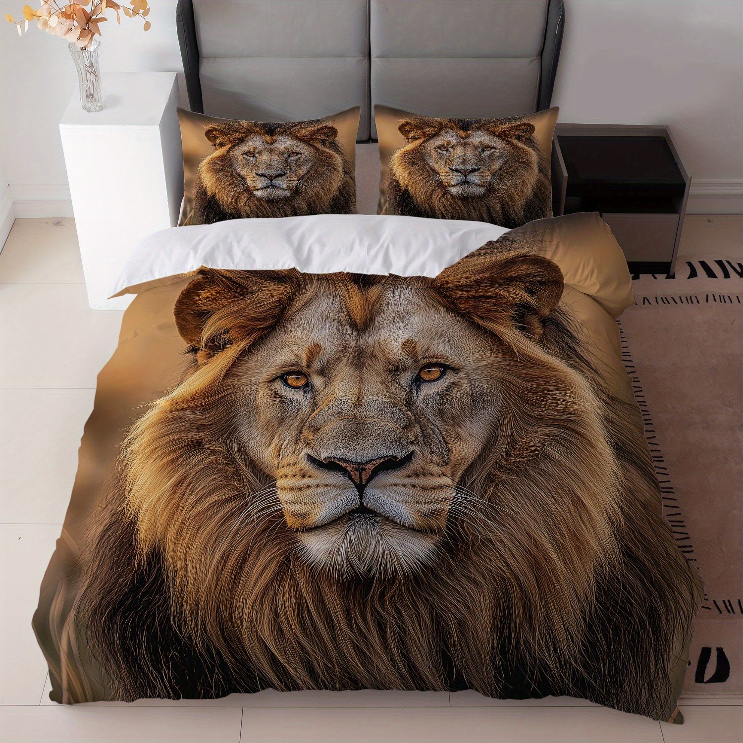 3pcs White Lion Bedding Set 3D - 3D Printing Nerd บทวิจารณ์และราคา