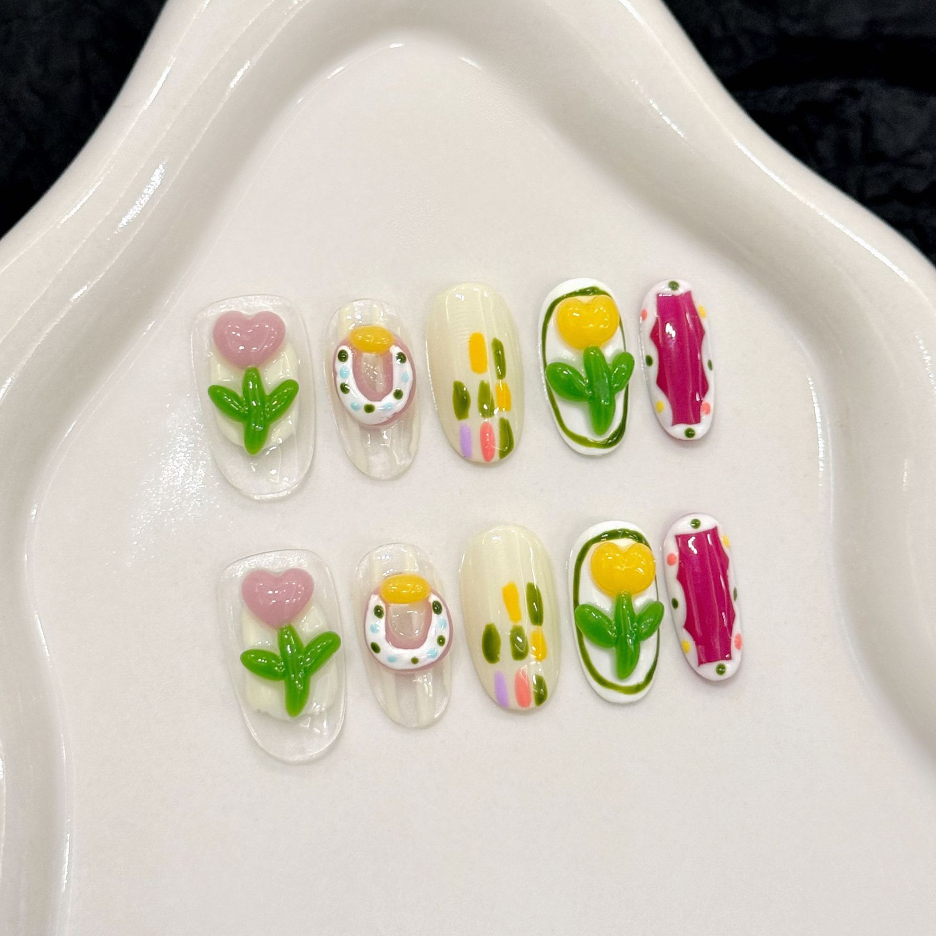 10pcs Handmade Press on Nails  - 3D Printing Nails บทวิจารณ์และราคา