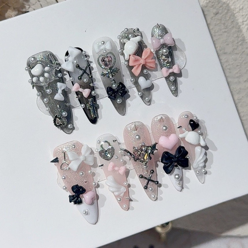 Jirai Y2K Spice Girl Black Pin - 3D Printing Nails บทวิจารณ์และราคา