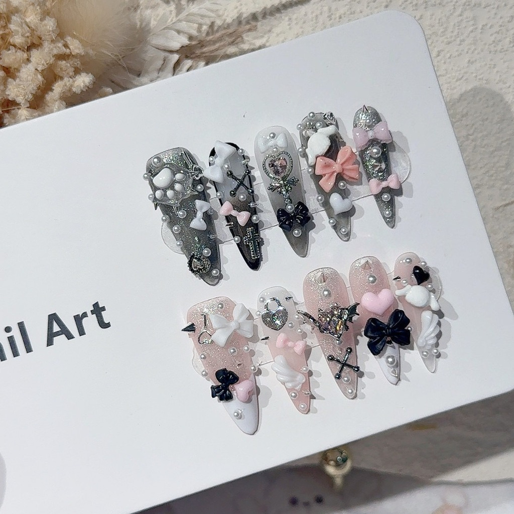 Jirai Y2K Spice Girl Black Pin - 3D Printing Nails บทวิจารณ์และราคา