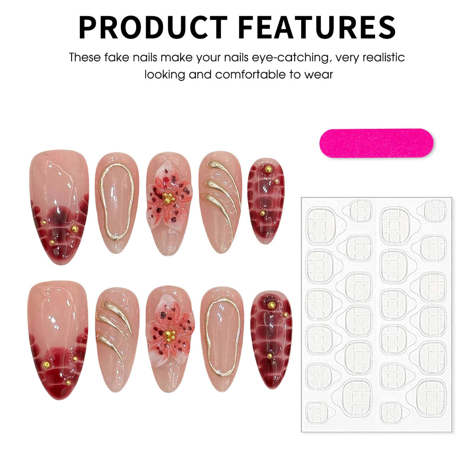 10pcs Crocodile Print French S - 3D Printing Nails บทวิจารณ์และราคา