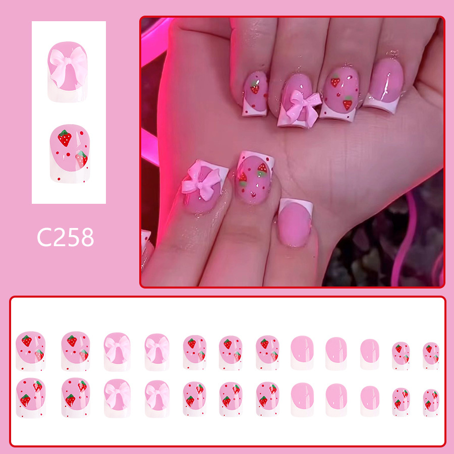 24pcs Red Strawberry Designs F - 3D Printing Nails บทวิจารณ์และราคา