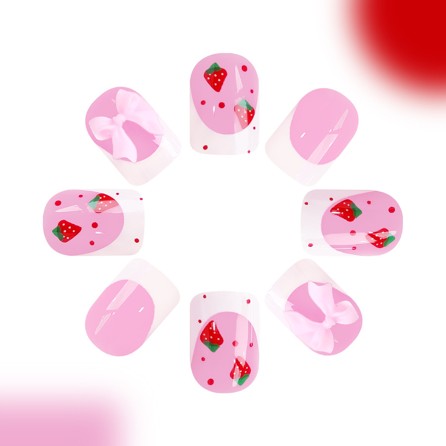 24pcs Red Strawberry Designs F - 3D Printing Nails บทวิจารณ์และราคา