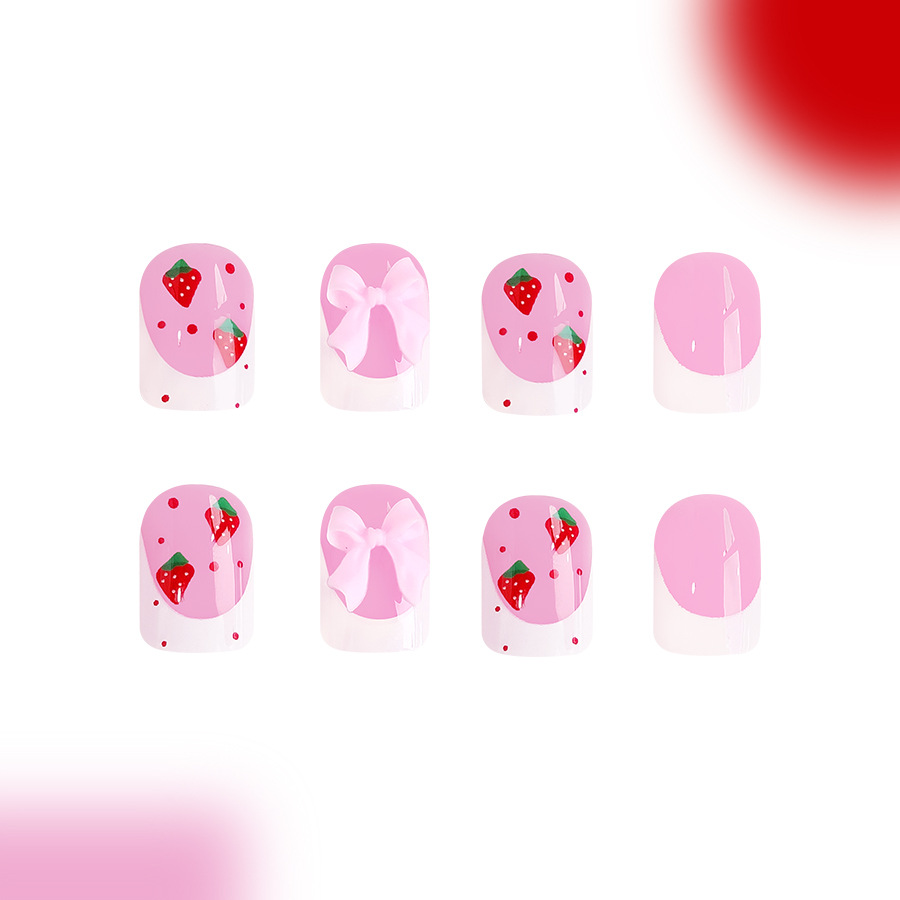 24pcs Red Strawberry Designs F - 3D Printing Nails บทวิจารณ์และราคา