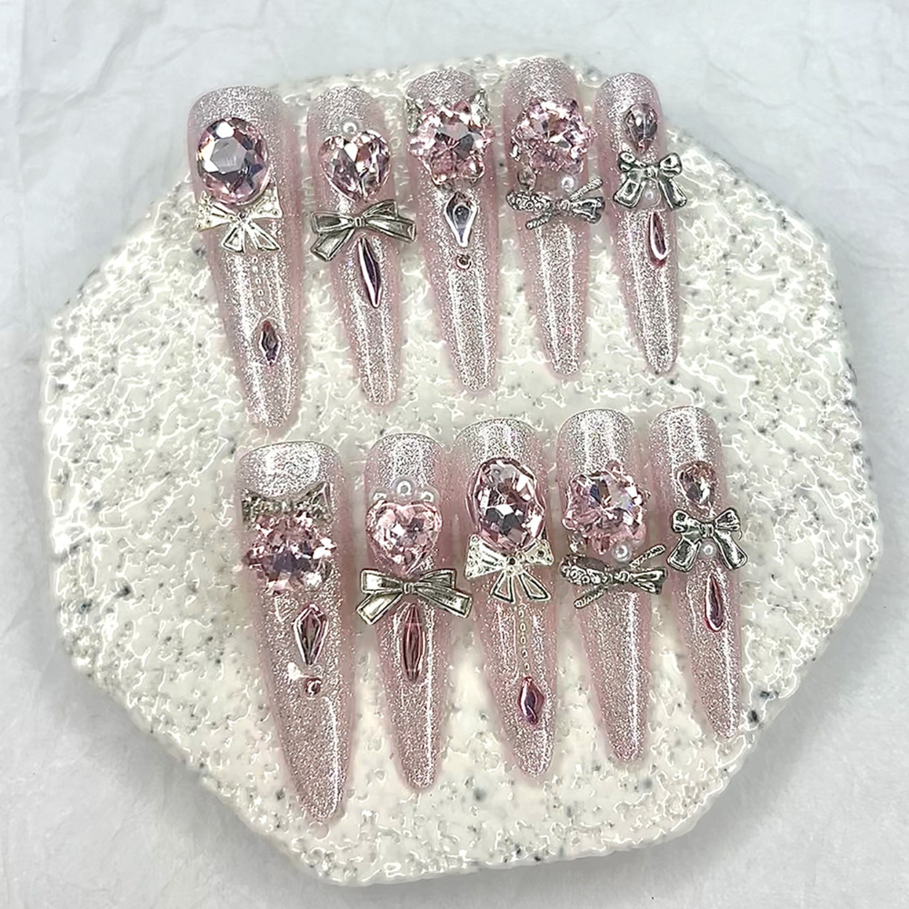 Luxury Pink Cat Eye Glitter St - 3D Printing Nails บทวิจารณ์และราคา