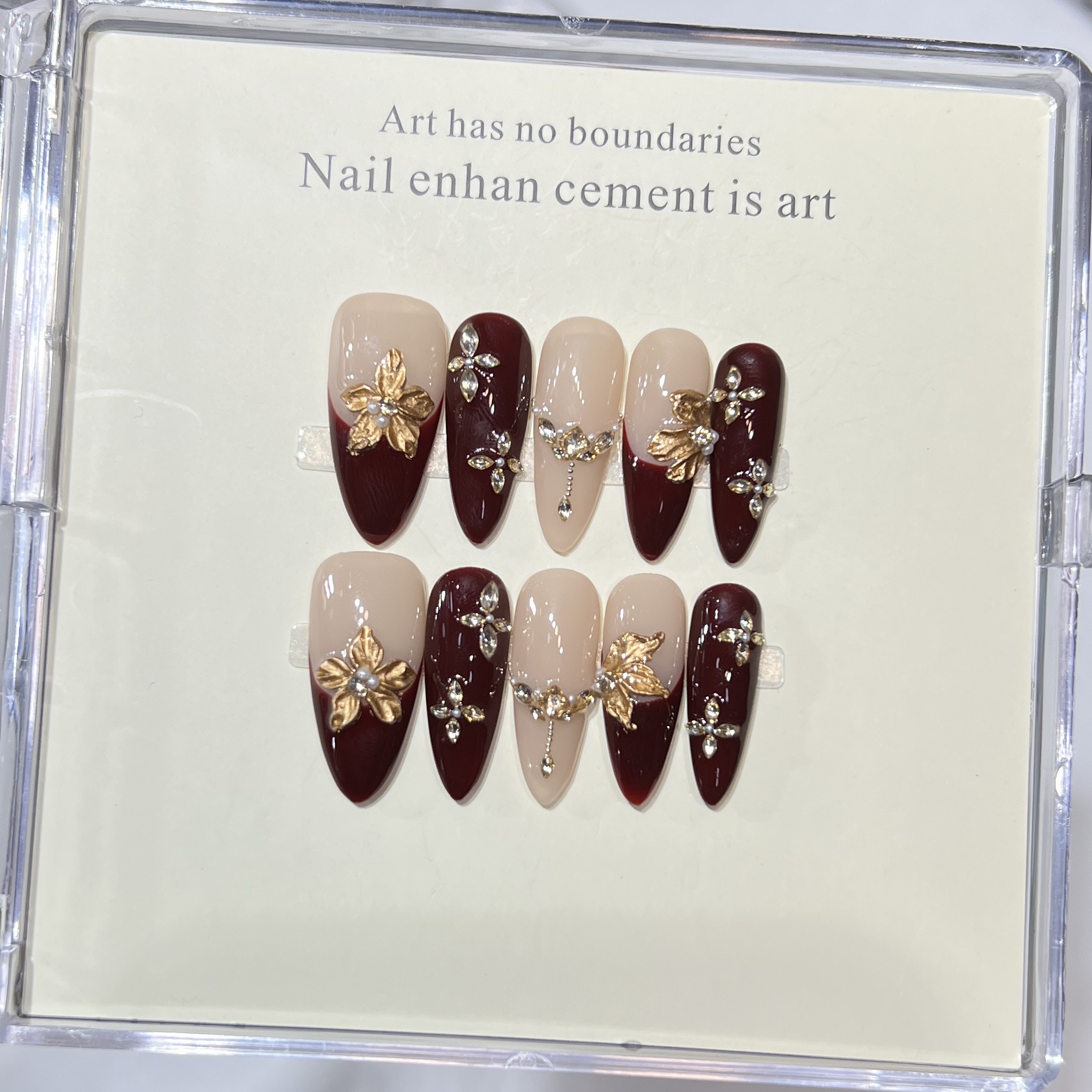 10Pcs Handmade Elegant French  - 3D Printing Nails บทวิจารณ์และราคา