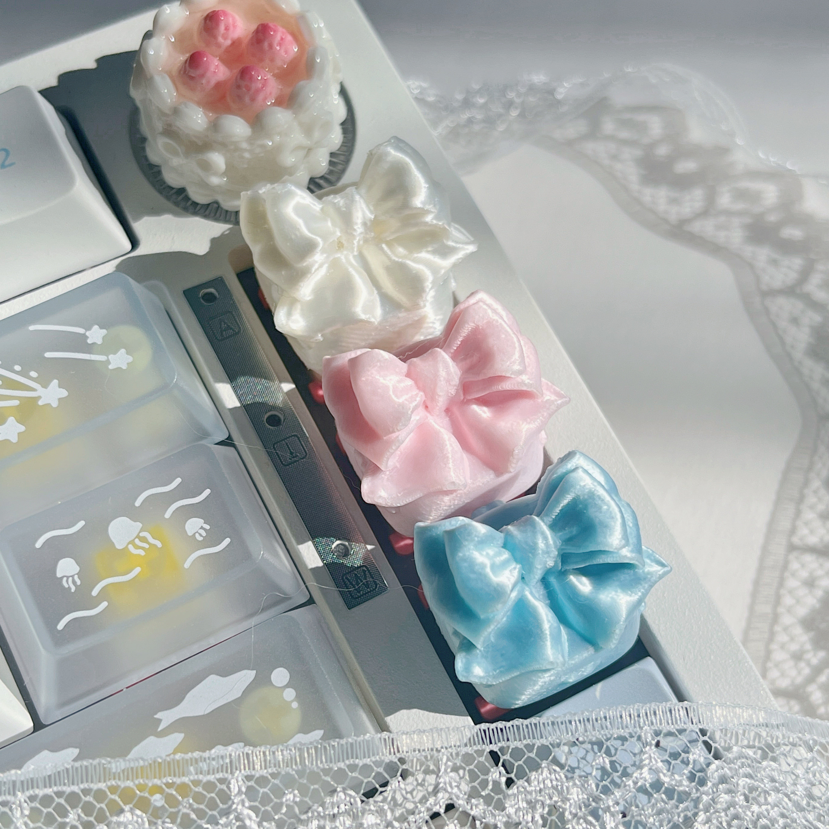 Silk Bow Themed Point Keycap 3 - 3D Printing Keyboard Keys บทวิจารณ์และราคา