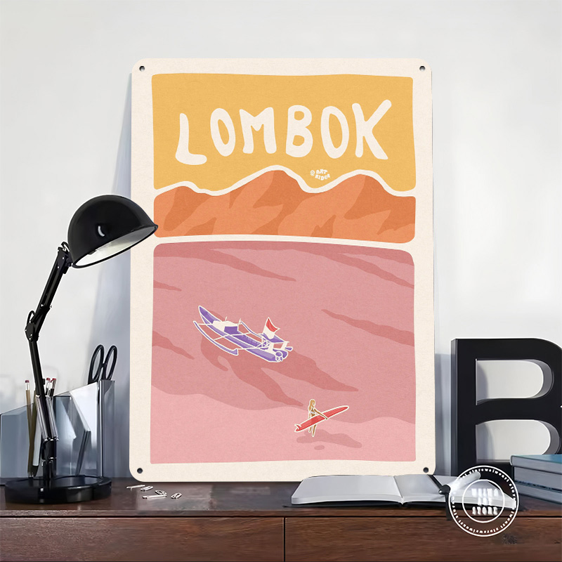 Bali Lombok Surf Poster Retro  - 3D Printing Bali บทวิจารณ์และราคา