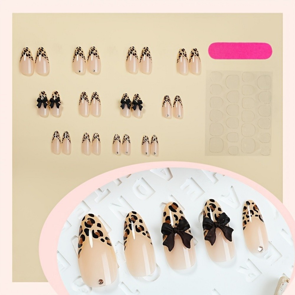 24pcs French Almond Press on N - 3D Printing Nails บทวิจารณ์และราคา